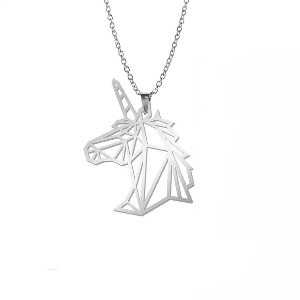 Unisex Stainless Steel Unicorn Pendant Necklace - Picture 1 of 5